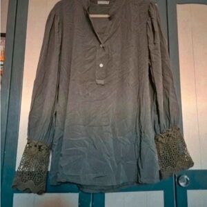 Michaels Olive Blouse with Crochet Cuffs